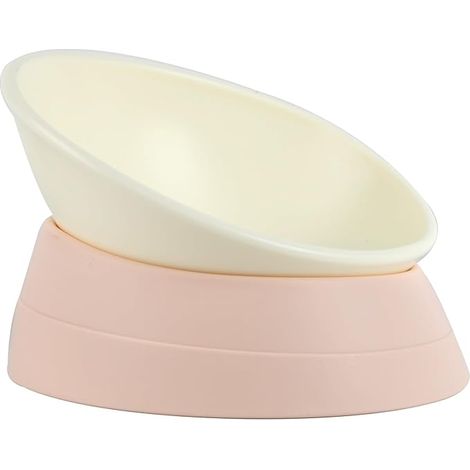 Gamelle anti-dérapante pour chien et chat, gamelle en caoutchouc amovible, mangeoire stérile inclinée pour animaux de compagnie (blanche, 2 tasses (petit/moyen chien)) (1/5)