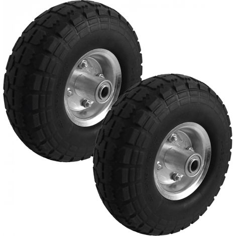 Linxor – Lot de 2 roues increvables 25 x 8 cm – Axe 16 mm – Charge max 100 kg – Pour chariots et diables – Jante métal galvanisé