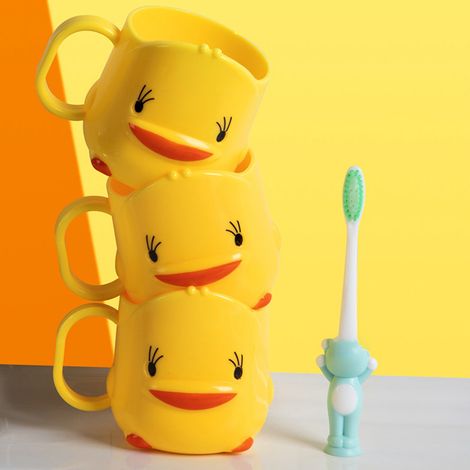 Dickwandiger Mundwasserbecher in Form einer niedlichen kleinen gelben Ente, kreativer Cartoon-Wasserbecher für Kinder, Zahnbürstenbecher, Waschbecher, kreatives Geschenk. (1/5)