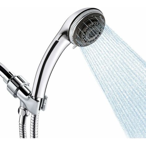 royaluxe - Pommeau De Douche,7 Fonctions Pommeau De Douche Avec Tuyau Douche, Pommeau De Douche Economie Deau Avec Support De Pommeau De Douche Pluie Et Tuyau (1,5 M)(7 Fonctions) (1/5)
