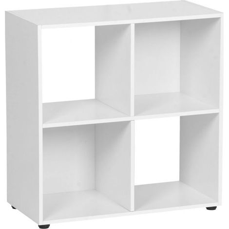 Étagère cube - JUANIO - 60x29,7x60 cm - Blanc - 4 compartiments ouverts - Format compact