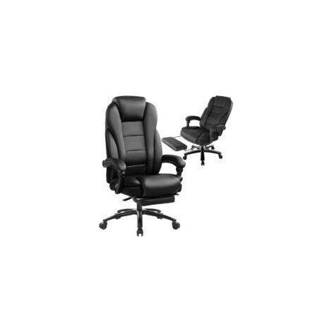 Chaise de bureau ergonomique noire, dossier réglable et capacité 180 kg, idéale pour un maintien robuste et un confort prolongé en télétravail ou au bureau. (1/5)