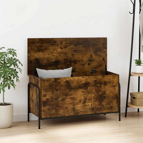 vidaXL Caja de Almacenamiento Roble Ahumado 80 x 40 x 49,5 cm (1/5)