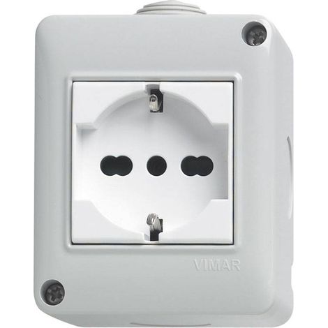Contenitore da parete idrobox 2 moduli IP40 con presa Vimar 14802.U