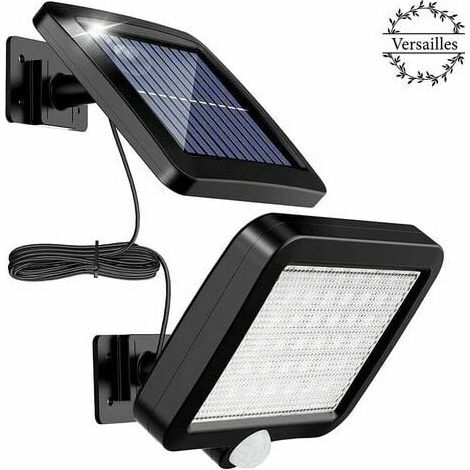 Lampes solaires LED 56 avec détecteur de mouvement, angle de faisceau de 120°, étanches IP65, lampes solaires de jardin avec câble de 5 mètres, style Versailles. (1/5)