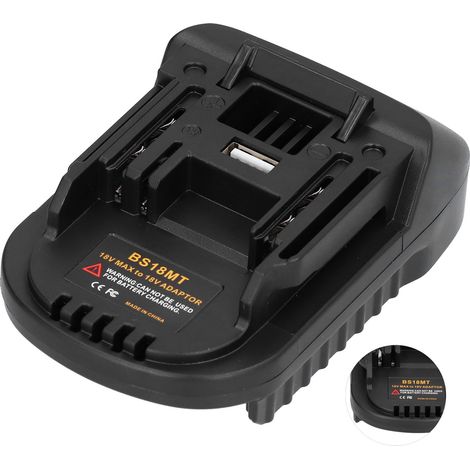 Ortviai Convertisseur de batterie pour outils électroportatifs Makita 18 V, modèle BS18MT, noir, ABS+PC, 11 x 7 x 3 cm (1/4)