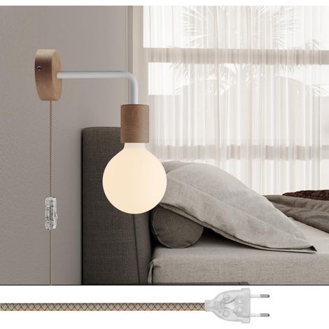 Lampada Spostaluce in legno con estensione curva