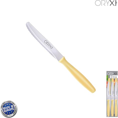 Cuchillo Mesa Etna Hoja Sierra Acero Inoxidable 10 cm. Amarillo (Blister 6 piezas) (1/4)