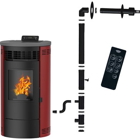 Stufa a Pellet Flavia 9,5 kW Sannover Bordeaux + kit di installazione