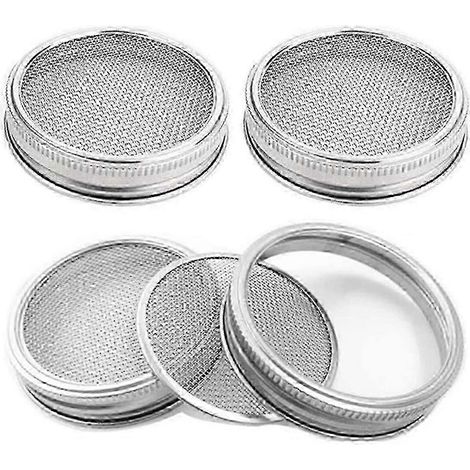4 couvercles en acier inoxydable pour bocaux Mason à large ouverture, pour la germination des graines. (1/5)