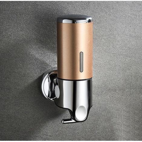 Distributeur de savon mural pour les mains à tête unique gel douche liquide et shampoing 450 ml Doré (1/4)