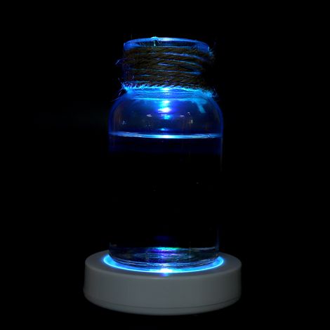 Weinflaschenuntersetzer mit wechselnder LED-Beleuchtung, weiße Schale, farbiges Licht (Batterien nicht enthalten) (1/5)