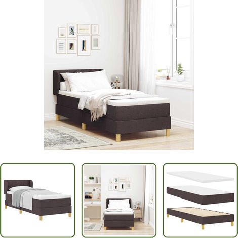 Matratze -  Boxspringbett mit Matratze Dunkelbraun 80 x 200 cm Stoff (1/5)