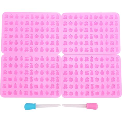 Moule à bonbons gélifiés en silicone alimentaire (lot de 4), en forme de fruits, antiadhésif, compatible lave-vaisselle et micro-ondes. (1/5)