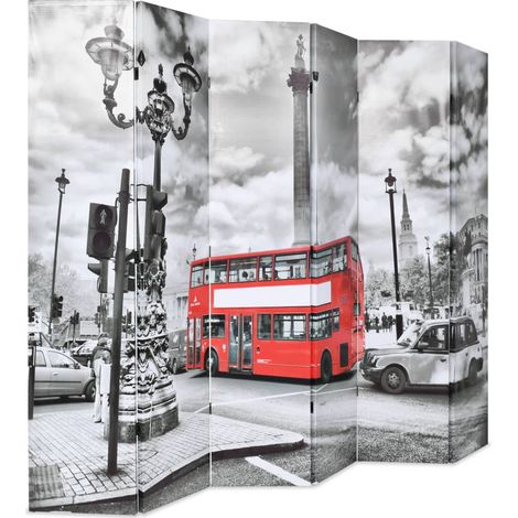 Paravent Cloison de séparation, Pour Jardin, Balcon, Terrasse 228 x 170 cm Bus londonien Noir et blanc OIB8710E (1/5)