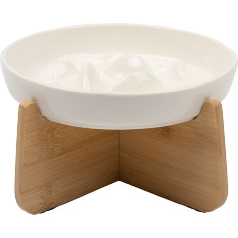 Gamelle anti Glouton Chat Ceramique Gamelle anti Glouton Petit Chien avec Bambou support Gamelle anti Glouton Chat Surélevée (1/5)