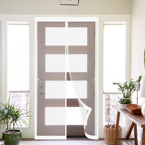 1 Moustiquaire Porte Magnétique 87x210cm Fermeture Automatique Sans Outils Pour Balcon Blanc