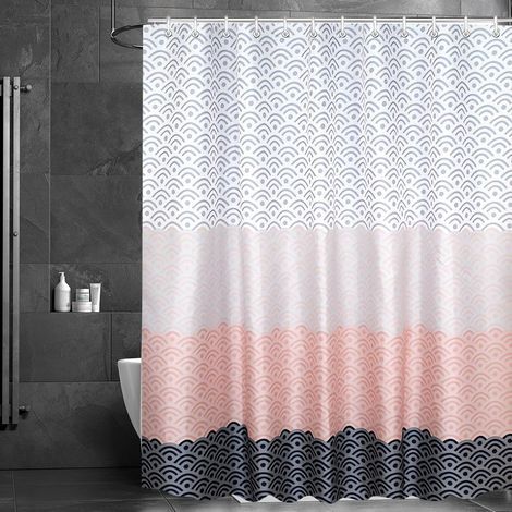 Tenda da doccia, 120 x 180 cm, motivo floreale, orlo zavorrato, tessuto antimuffa, impermeabile, lavabile, in poliestere, con occhielli e 8 anelli per tenda da doccia, per bagno (1/5)