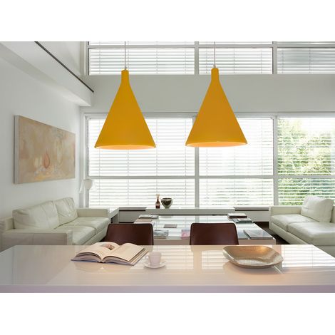 Juxt Giallo zafferano lampada a sospensione originale Slide a soffitto di design colorata in polietilene per sala da pranzo soggiorno cucina bar ristorante hotel (1/3)