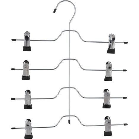 Cintre à 4 niveaux pour jupes et vêtements décontractés - Pinces à pinces - Rangement et organisation de garde-robe (1/4)