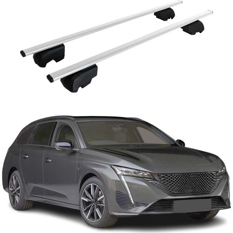 OMAC Barres de toit pour Peugeot 308 III Break 2021-2026 – City Crash tested – ISO PAS 11154:2006 – Antivol inclus – Charge max 75 kg – 2 barres Argent (1/4)