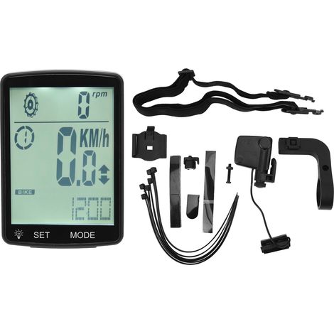 Compteur vélo LED 2,8 pouces, ordinateur de cycle lumineux multifonction chronomètre, affichage vitesse vélo blanc (1/5)