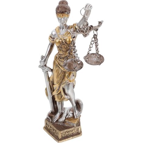 Justitia Gerechtigkeitsfigur Aus Robustem Harz Silberfarbene Waage Statue pour Anwaltskanzlei (1/5)