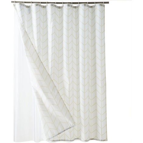 Yellow striped shower curtain, 180x180cm, machine washable, thick, waterproof, suitable for bathroom bathtubs. (1/5)