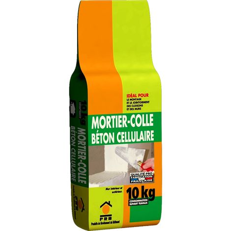 Mortier-Colle Béton Cellulaire 10kg - Adhérence Renforcée, Pose Facile et Précise - Idéal pour le Montage de Blocs, Cloisons Légères et Murs en Béton Cellulaire Intérieur/Extérieur - Prêt à Gâcher (1/4)