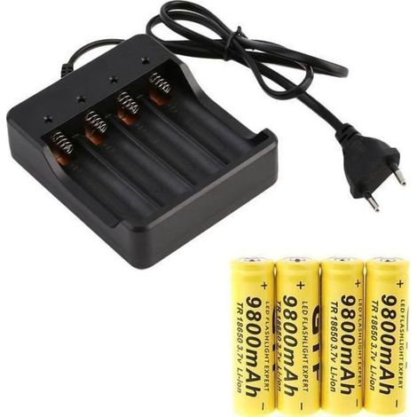 Chargeur de batterie 4 x 18650 3,7 V 9800 mAh Jaune Noir Extérieur (1/3)