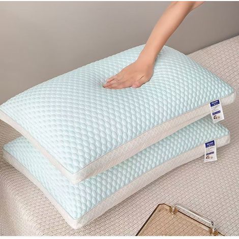 One ice silk cool-feeling three-dimensional pillow core - Water green 4874 [High pillow] 950g (1/3)