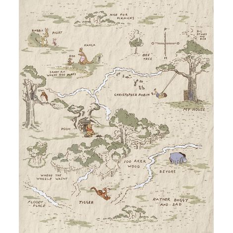 papier peint panoramique Winnie l'ourson beige - Komar (1/3)