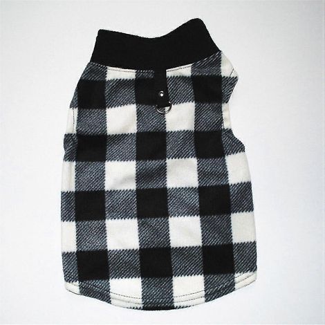 Ropa cálida de forro polar para perros, abrigo tipo chaleco grueso para otoño e invierno, para perros pequeños y medianos, camiseta, chaqueta a cuadros con anillo de tracción 16 (1/5)