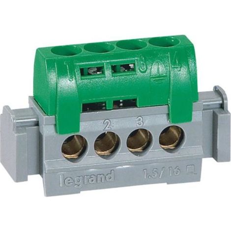 Bloque de bornes de 4 orificios, color verde, IP2x Z-4 004830