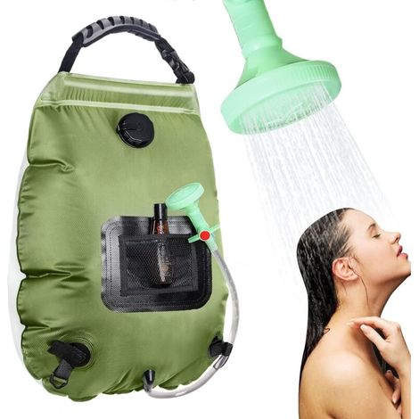 Douche solaire portable de 20 L – Design flexible et démontable, pommeau avec robinet intégré, compacte et légère pour le camping, la randonnée, les voyages et les douches en extérieur (1/5)