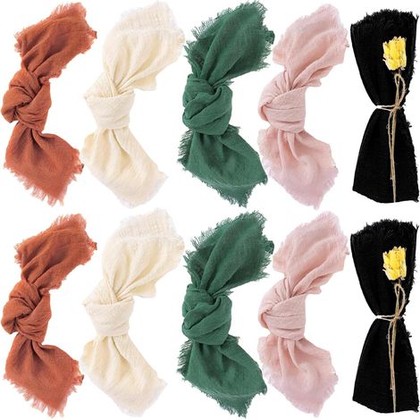 10PCS Serviettes en Tissu Serviettes en Lin Serviettes en Gaze de Coton Lavables pour Mariage,Fête Prénatale,Fête Prénuptiale,Anniversaire,Serviettes de Table en Tissu(42 x 42 cm) (1/5)