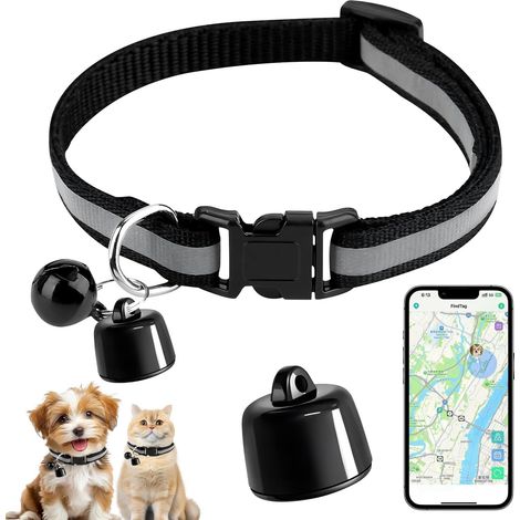 Traceur GPS Chat et Chien, Collier GPS Chat Compatible iOS et Android, Traceur GPS sans Abonnement ni Carte SIM, Tracker Étanche pour Animaux, Clés, Bagages et Véhicules (1/5)