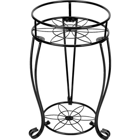 Gartenständer für Balkon, Terrasse, Veranda, rundes Pflanzenregal, 2 Metallregale, Metallbehälterregal, 19,3-Zoll-Halterung, Drahtregal für Bürsten im Innenbereich