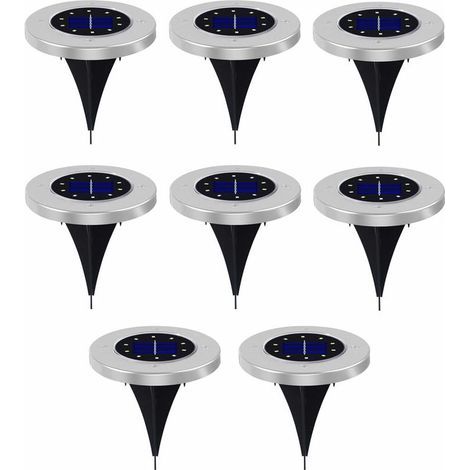 8-teiliges Solar-Bodenleuchten-Set, LED-Solar-Scheibenleuchten, wasserdichte Gartenbeleuchtung für den Außenbereich – 10 warmweiße LEDs (1/5)