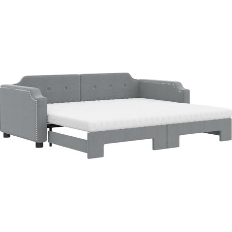 Maison Exclusive - Lit de jour avec gigogne et matelas gris clair 90x200 cm tissu