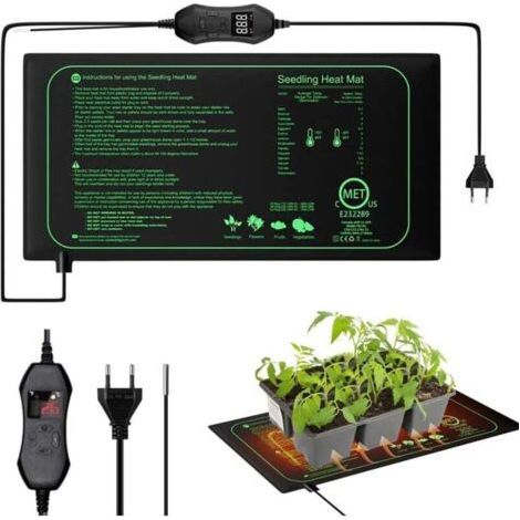 Plant Heating Mat, 20 x 10 in Seedling Heating Mat with Thermostat, 50W Waterproof Heating Mat for Plants, Time Adjustable Heating Mat for Seedlings, Animals, Germination (1/4)