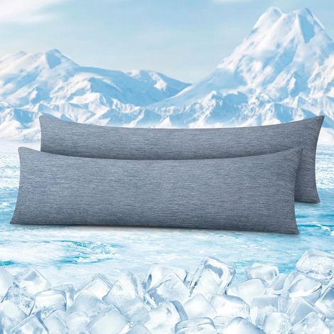 WOLTU 2 Pezzi Coppia Federe Copricuscino Rinfrescanti  in Lavatrice con Zip – Protezione e Comfort 40x145cm Blu