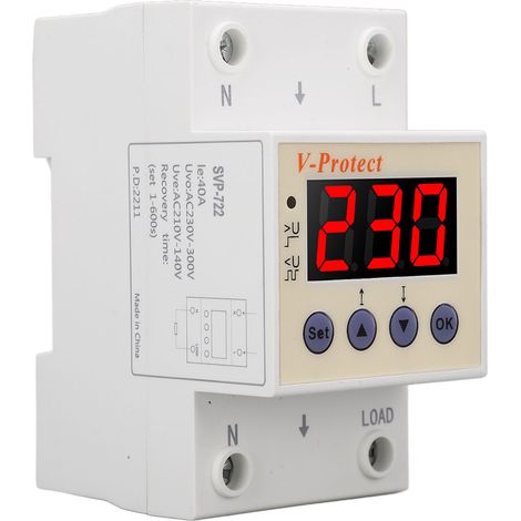 Über- und Unterspannungsschutz, selbstzurücksetzendes Schutzgerät, einstellbar, große Ausführung, AC 220 V, 40 A (1/5)