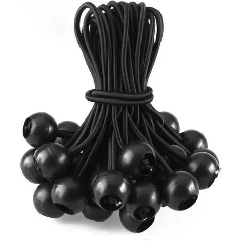Elastische Spanner - Cordes Élastiques À Boules - Pour Toiles De Protection Et Tentes - Anneaux Rétractables Noirs - Lot De 100 Pièces (1/5)