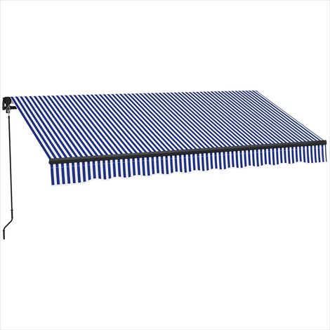 Store banne bleu et blanc en polyester 295 x 247 x 0 cm (1/5)
