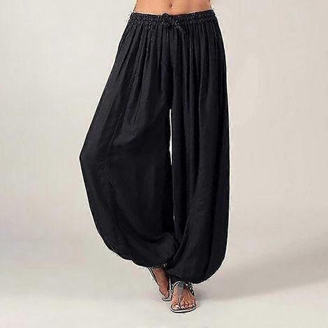 Yoga-Haremshose für Damen, locker geschnitten, mit Kordelzug, ideal für Bauchtanz und Yoga. Erhältlich in Grün, Weiß und Schwarz. Bequeme Winter-Sportbekleidung. (1/5)