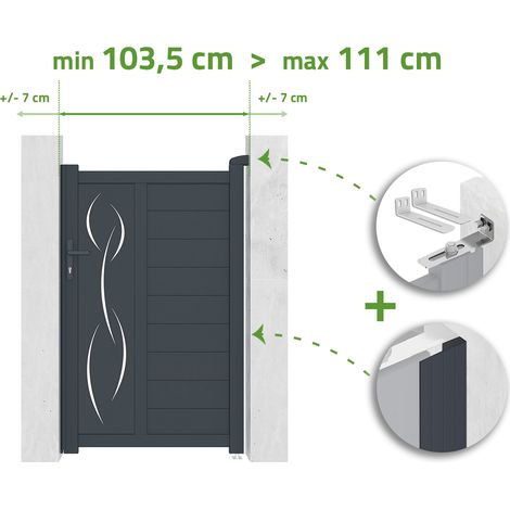Portillon ajustable en largeur LIFE 1m H.160cm Aluminium Gris Anthracite (1/4)