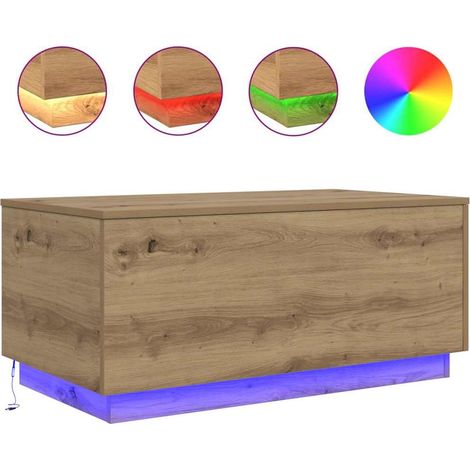 Maison Exclusive - Couchtisch mit LED-Leuchten Artisan-Eiche 90x5