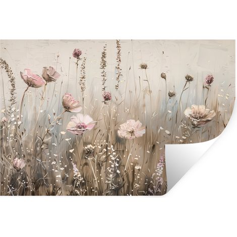 Wall Sticker Flowers - Pink - Modern - Beige 60x40 cm