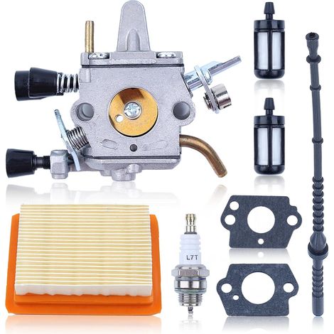 Carburettor Kit for FS120 FS200 FS250 FS300 FS350 FR380 FR450 FR480 Brush Cutter, Gasket + Air Filter and Fuel Filter + Fuel Hose + Spark Plug 4134 120 0653 (1/5)